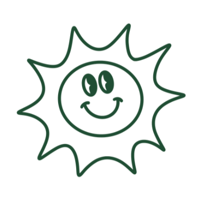 Smiley face sun icon on a white background